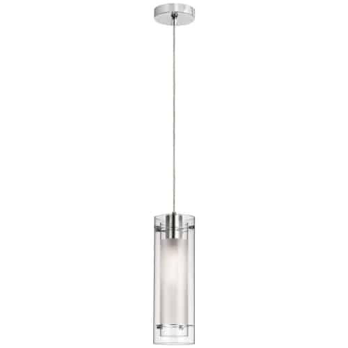 Dainolite 22152-CF-PC 1 Light Pendant, Polished Chrome Finish, Clear Frosted Glass