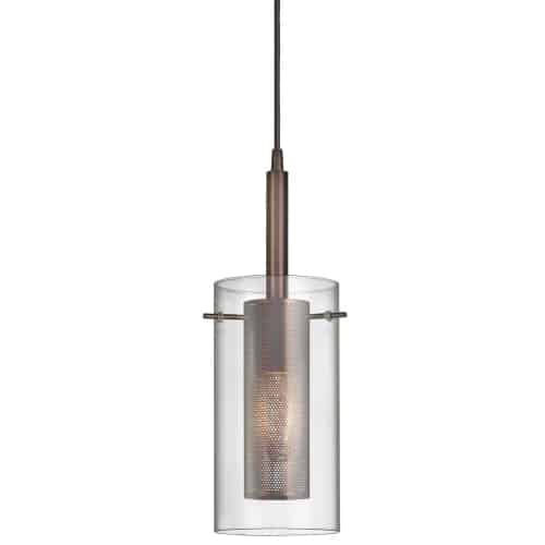 Dainolite 30961-CM-OBB 1 Light Pendant, Oil Brushed Bronze, Clear Glass / Steel Mesh