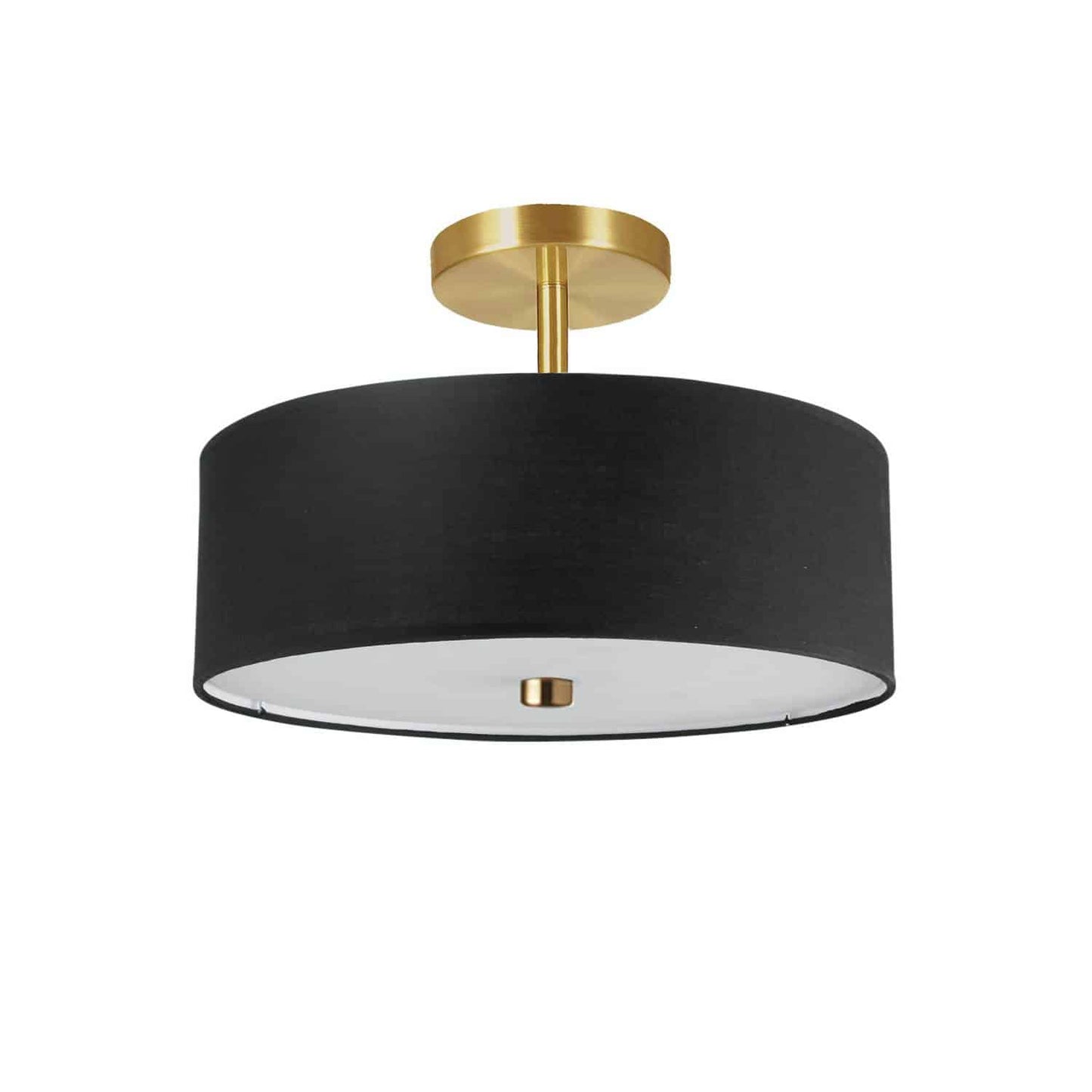 Dainolite 571-143SF-AGB-BK 3 Light Incandescent Semi-Flush Mount Aged Brass with Black Shade