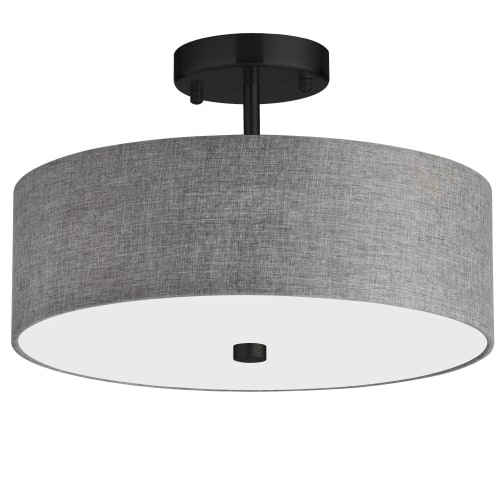 Dainolite 571-143SF-MB-GRY 3 Light Incandescent Matte Black Semi-Flush Fixture w/ Grey Shade