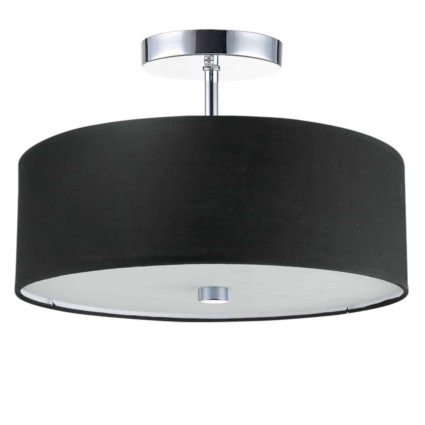 Dainolite 571-143SF-PC-BK 3 Light Incandescent Semi Flush Polished Chrome Finish with Black Shade