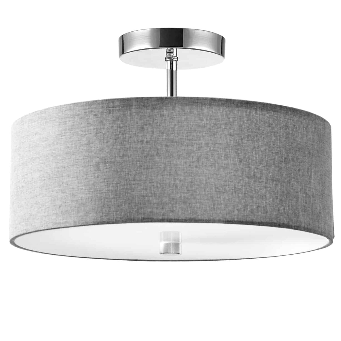 Dainolite 571-143SF-PC-GRY 3 Light Incandescent Semi Flush Polished Chrome Finish with Grey Shade