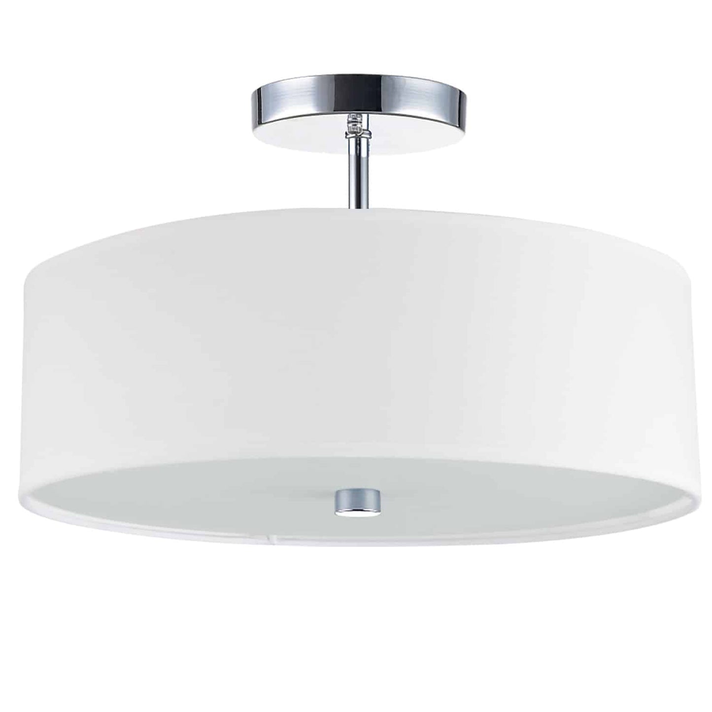 Dainolite 571-143SF-PC-WH 3 Light Incandescent Semi Flush Polished Chrome Finish with White Shade