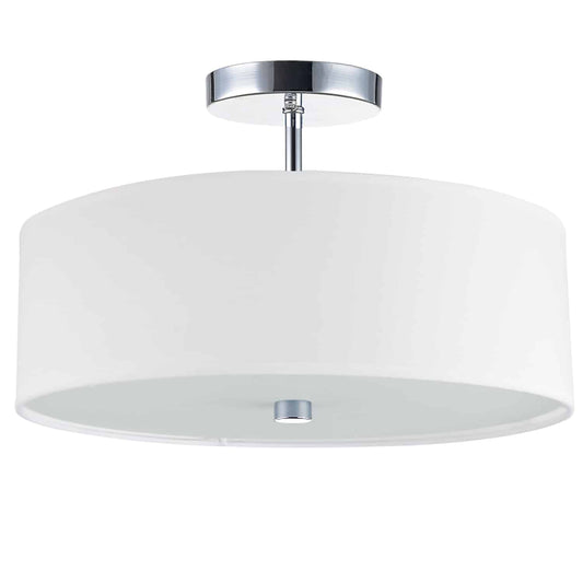 Dainolite 571-143SF-PC-WH 3 Light Incandescent Semi Flush Polished Chrome Finish with White Shade