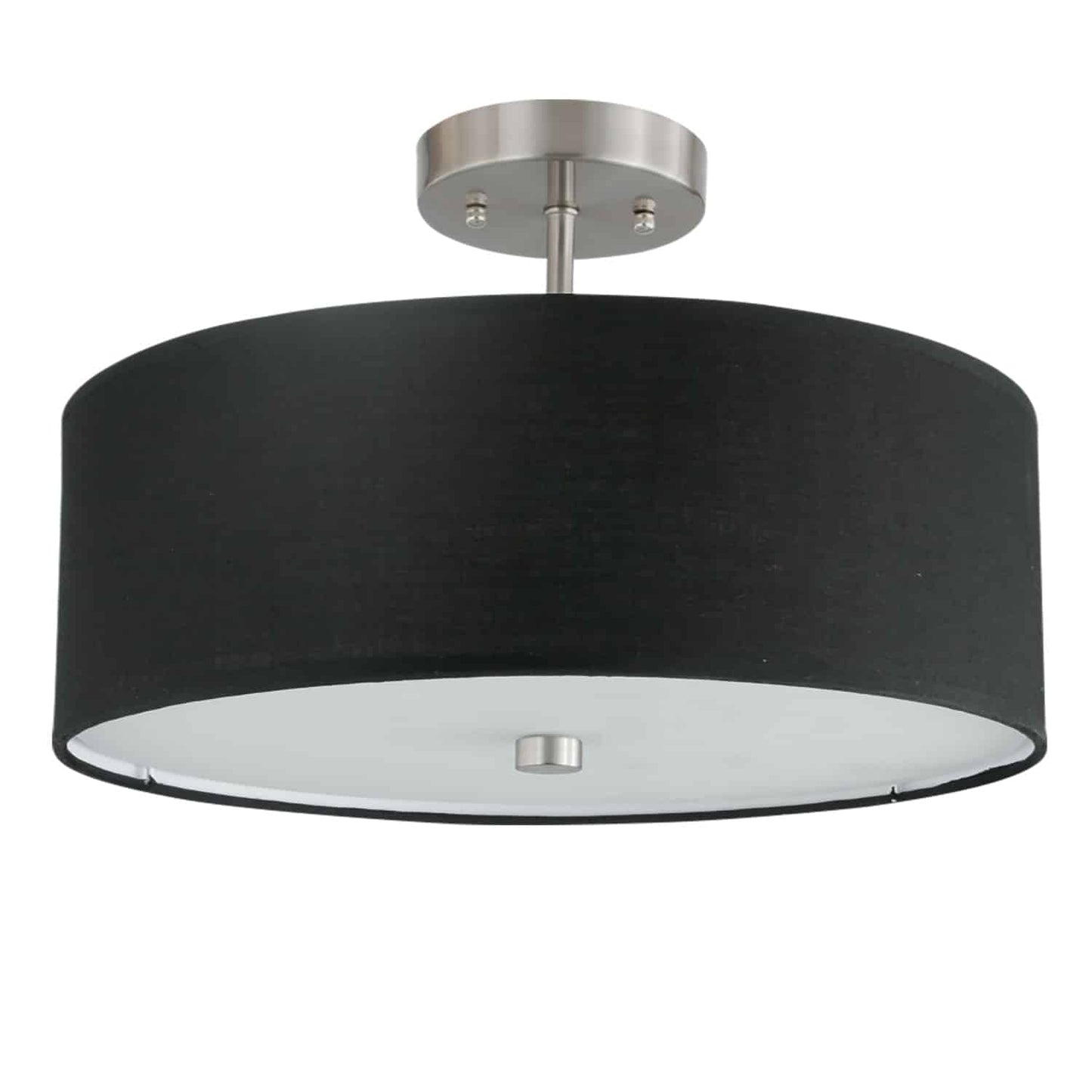 Dainolite 571-143SF-SC-BK 3 Light Incandescent Semi Flush Satin Chrome Finish with Black Shade