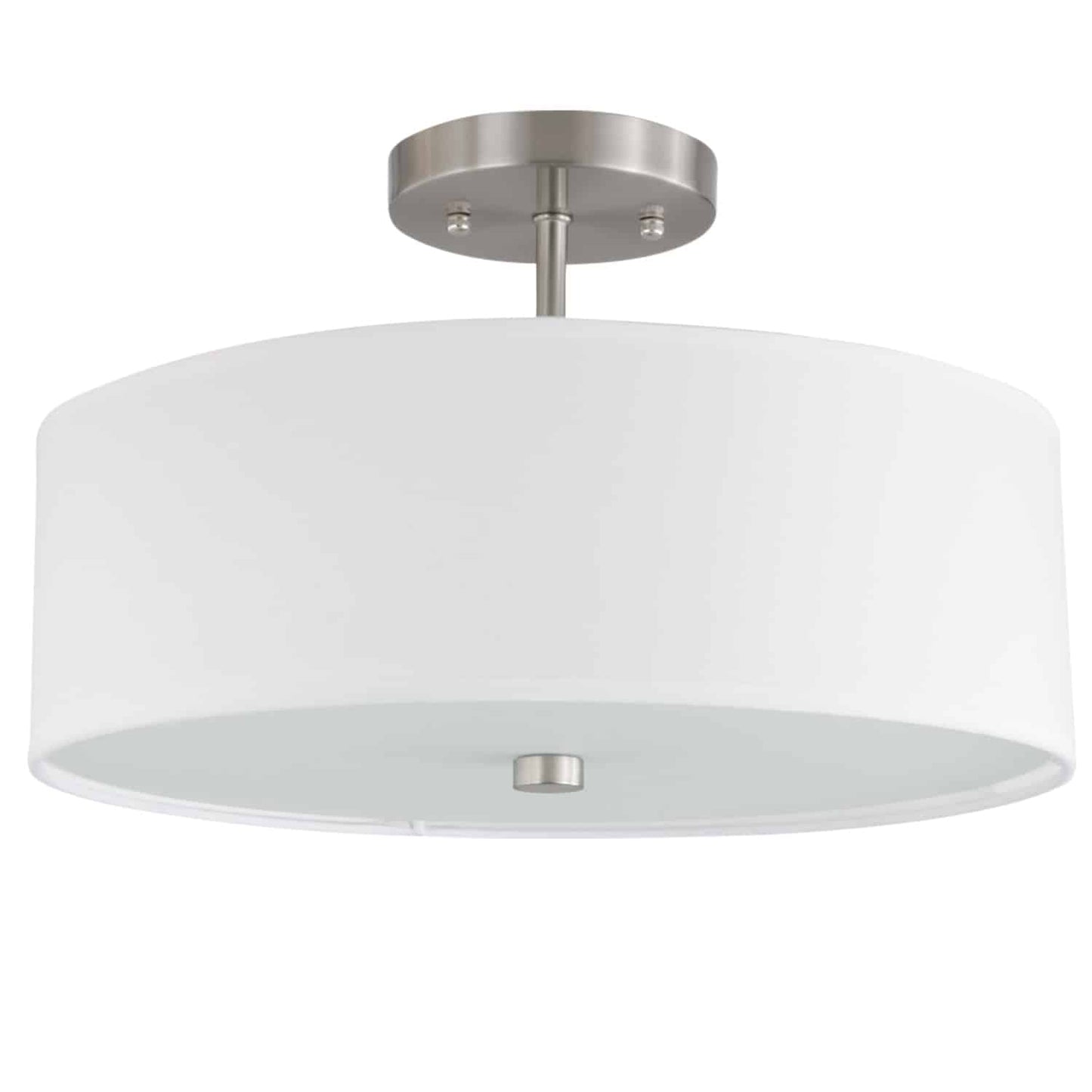 Dainolite 571-143SF-SC-WH 3 Light Incandescent Semi Flush Satin Chrome Finish with White Shade