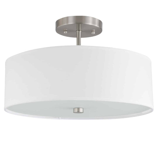 Dainolite 571-143SF-SC-WH 3 Light Incandescent Semi Flush Satin Chrome Finish with White Shade
