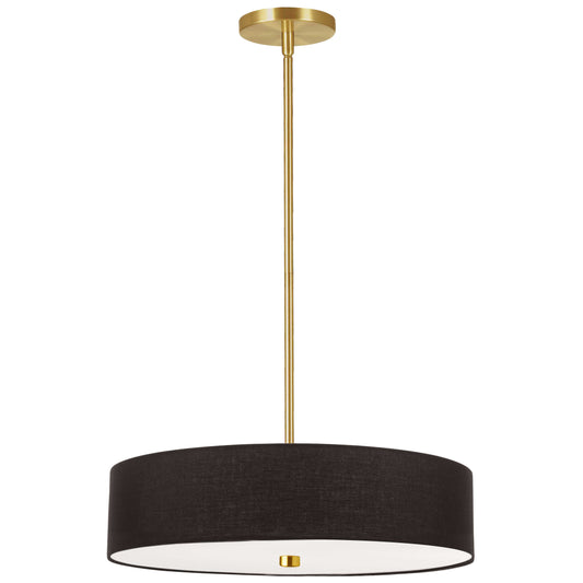 Dainolite 571-204P-AGB-BK 4 Light Incandescent Pendant Aged Brass with Black Shade