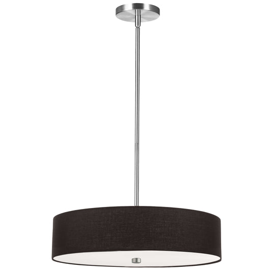Dainolite 571-204P-PC-BK 4 Light Incandescent Pendant Polished Chrome with Black Shade