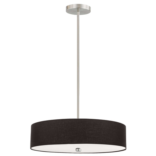 Dainolite 571-204P-SC-BK 4 Light Incandescent Pendant Satin Chrome with Black Shade