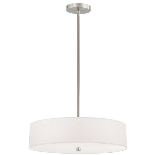 Dainolite 571-204P-SC-WH 4 Light Incandescent Pendant Satin Chrome with White Shade