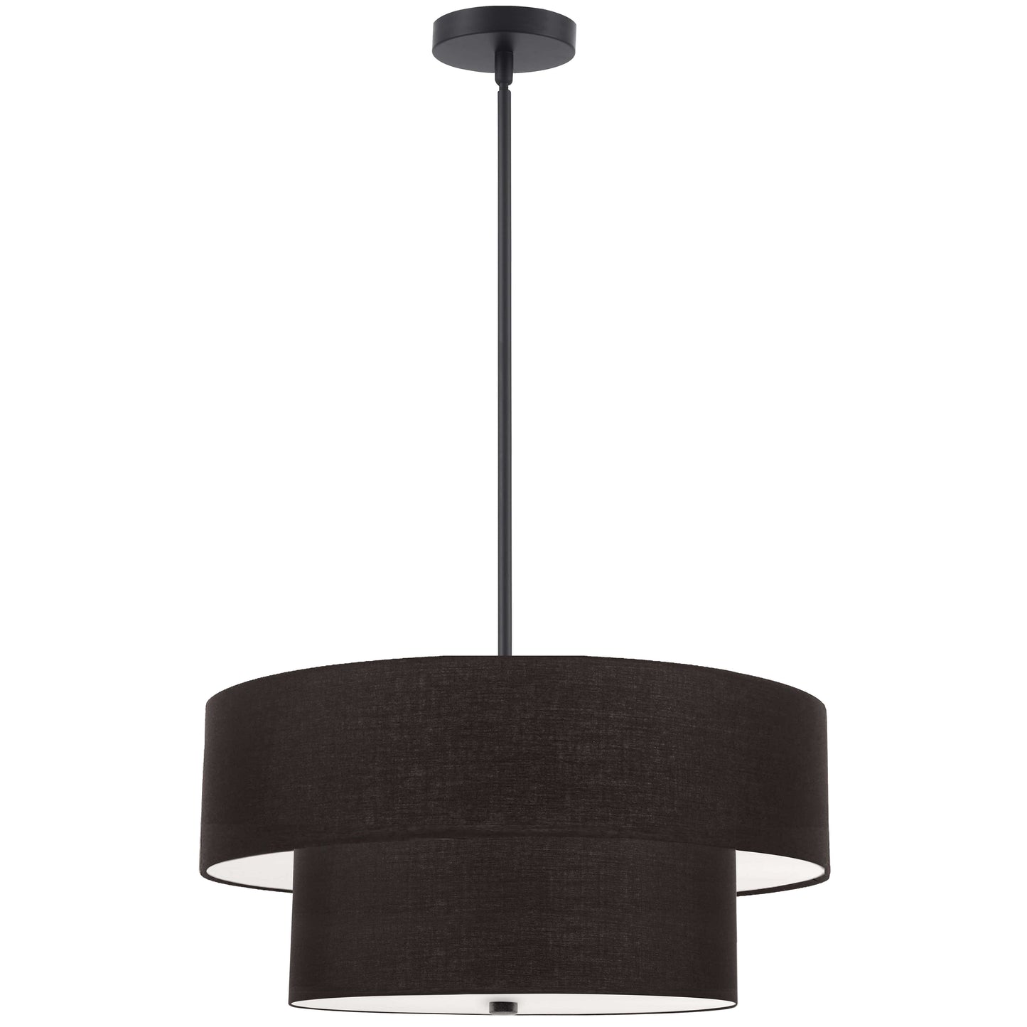 Dainolite 4 Light Incandescent 2 Tier Pendant, Matte Black with Black Shade