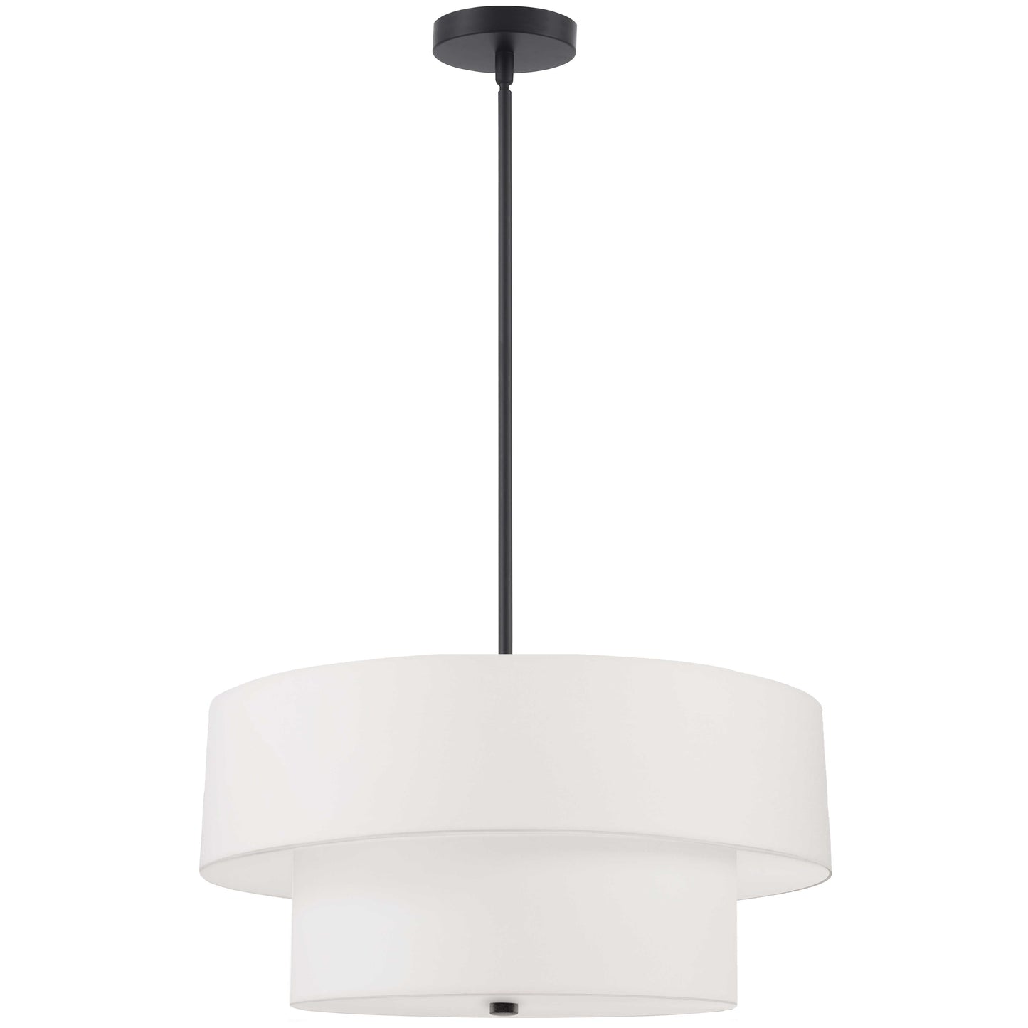 Dainolite 4 Light Incandescent 2 Tier Pendant, Matte Black with White Shade