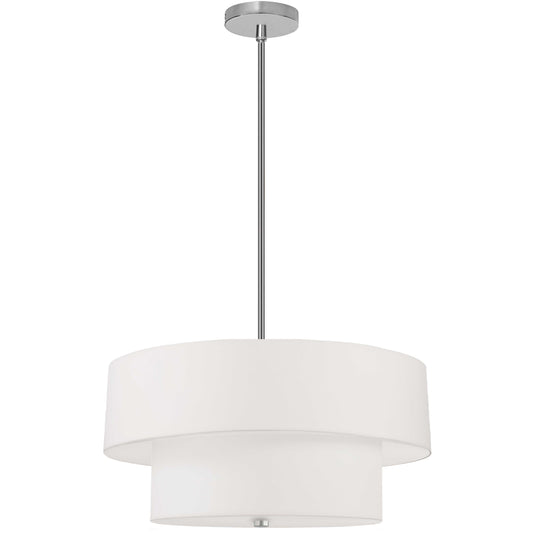Dainolite 571-224P-SC-WH 4 Light Incandescent 2 Tier Pendant, Satin Chrome with White Shade