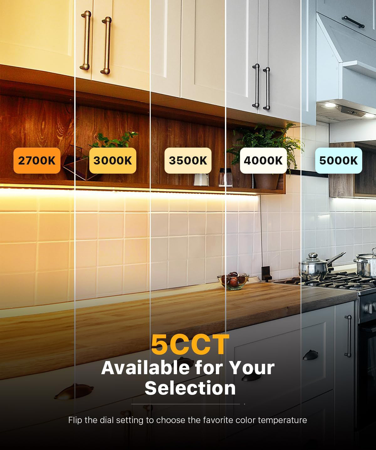 UC40-5K-HL-USB ---------- 40" Swivel Series Fixture, 5-Color Selector Switch 2700/3000/3500/4000/5000, Plug-N-Play or Hardwired, USB-A & C Ports, High/Low/Off Selector