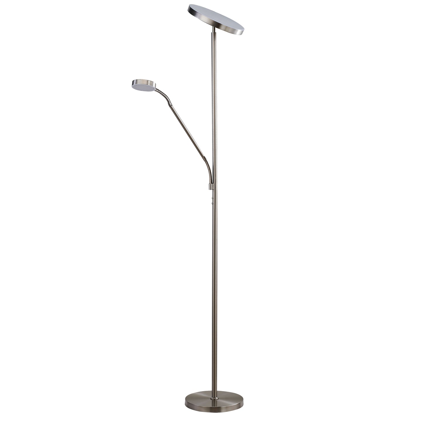 Dainolite Mother and Son LED Floor Lamp, Satin Nickel Finish