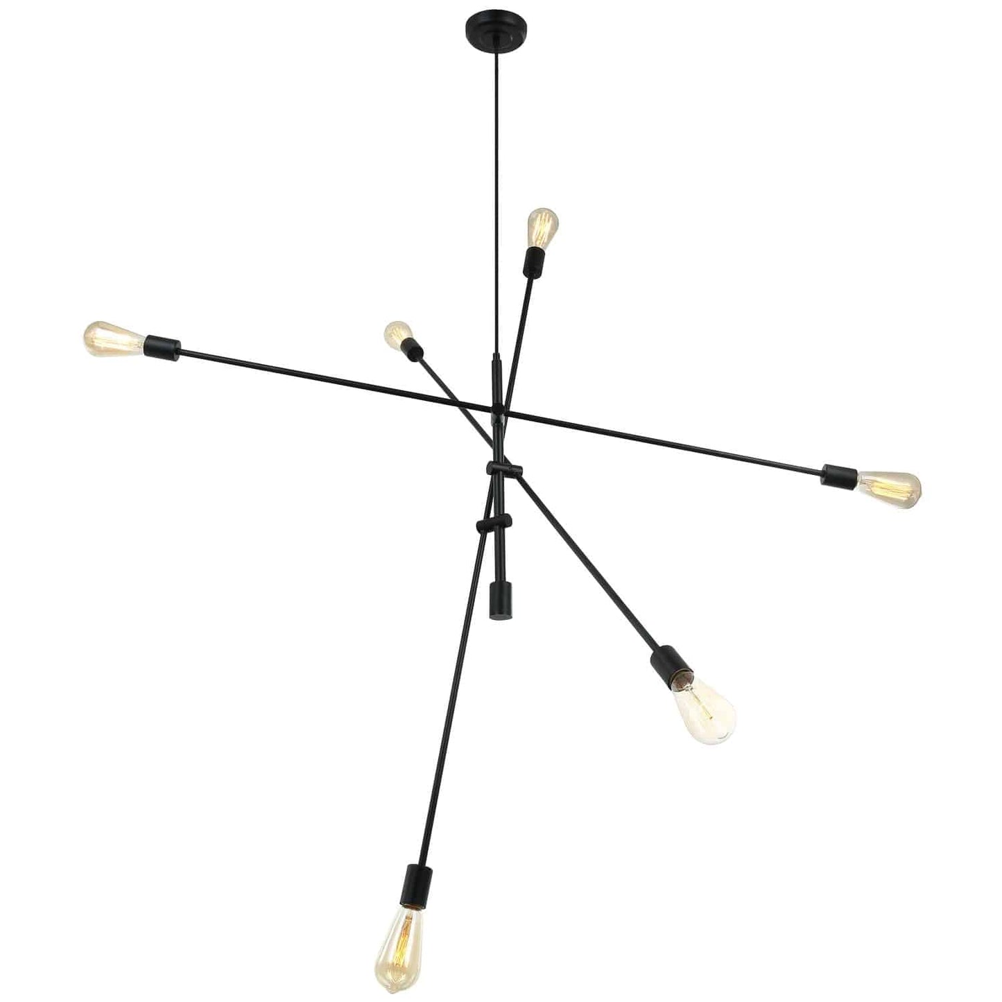 Dainolite 816P-MB 6 Light Incandescent Adjustable Pendant Matte Black Finish