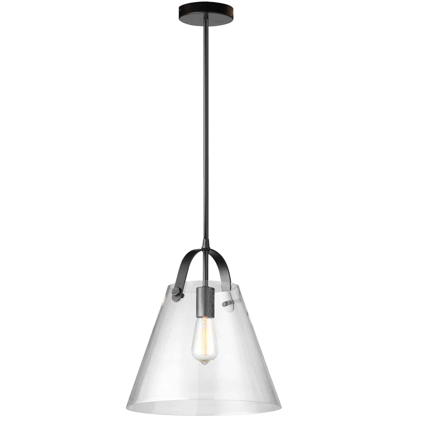 Dainolite 1 Light Incandescent Pendant Matte Black Finish with Clear Glass