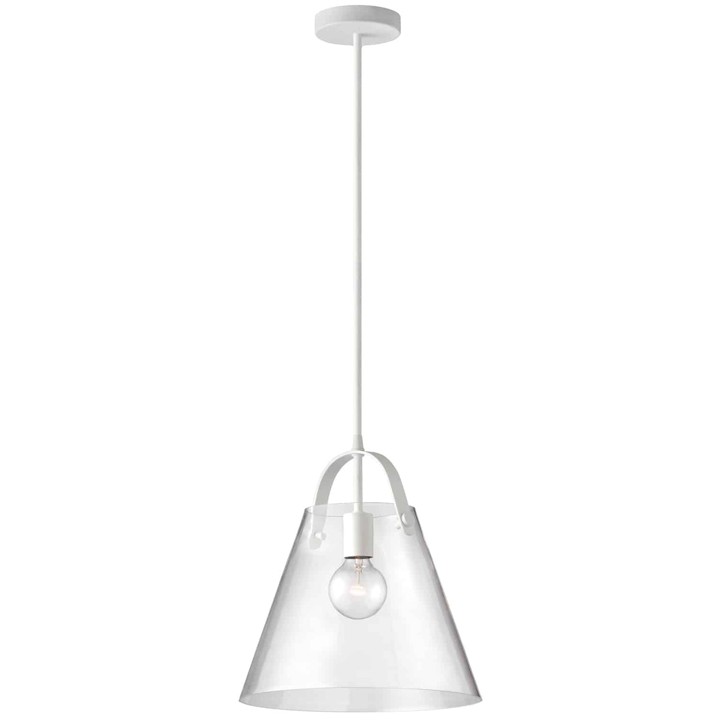 Dainolite 871P-WH 1 Light Incandescent Pendant Matte White Finish with Clear Glass