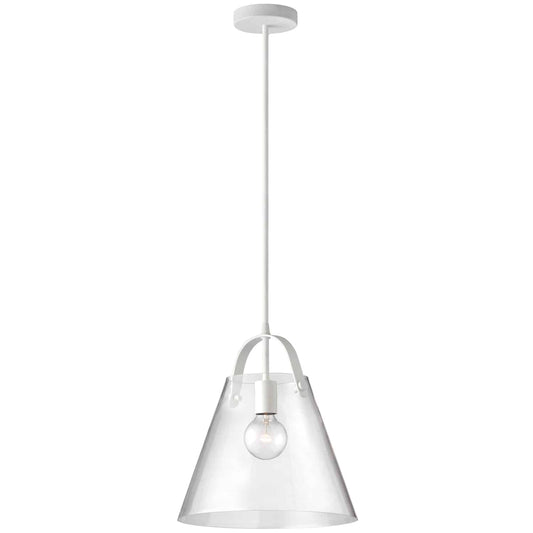 Dainolite 871P-WH 1 Light Incandescent Pendant Matte White Finish with Clear Glass