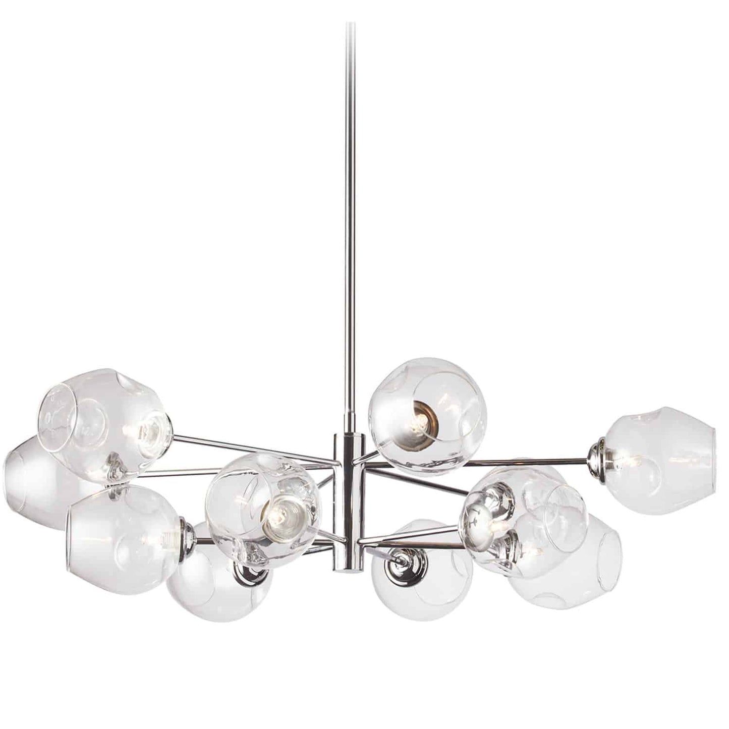 Dainolite 12 Light Round Pendant, Polished Chrome Finish with Clear Glass