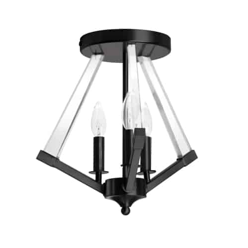 Dainolite ALT-153SF-MB 3 Light Incandescent Matte Black Semi-Flush Mount w/ Clear Acrylic