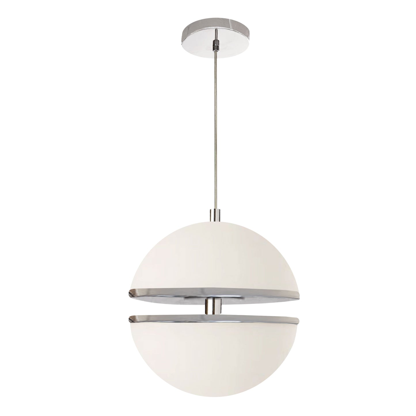 Dainolite 30W Pendant, Polished Chrome w/ White Glass