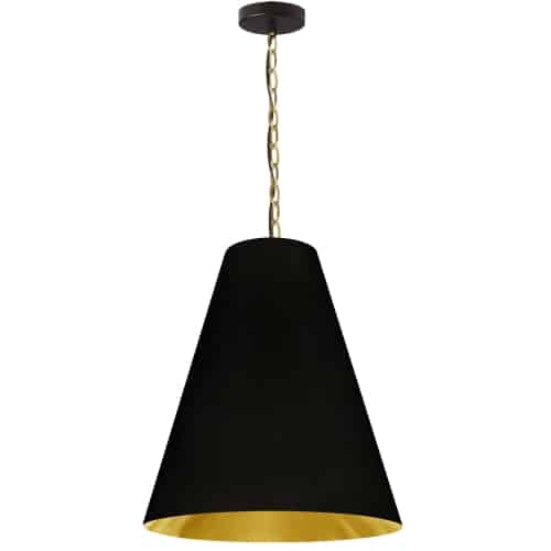 Dainolite ANA-M-AGB-698 1 Light Medium Anaya Aged Brass Pendant with Black/Gold Shade