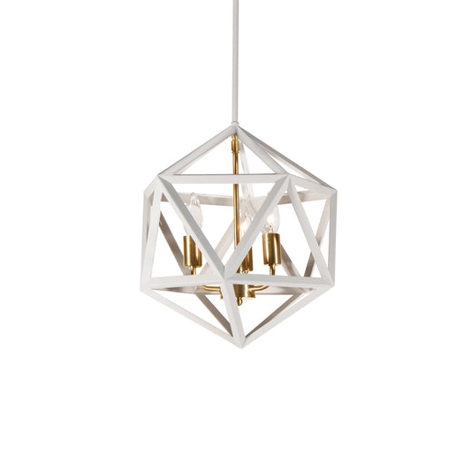Dainolite ARC-143C-WH-VB 3 Light Chandelier, Matte White with Vintage Bronze Accents