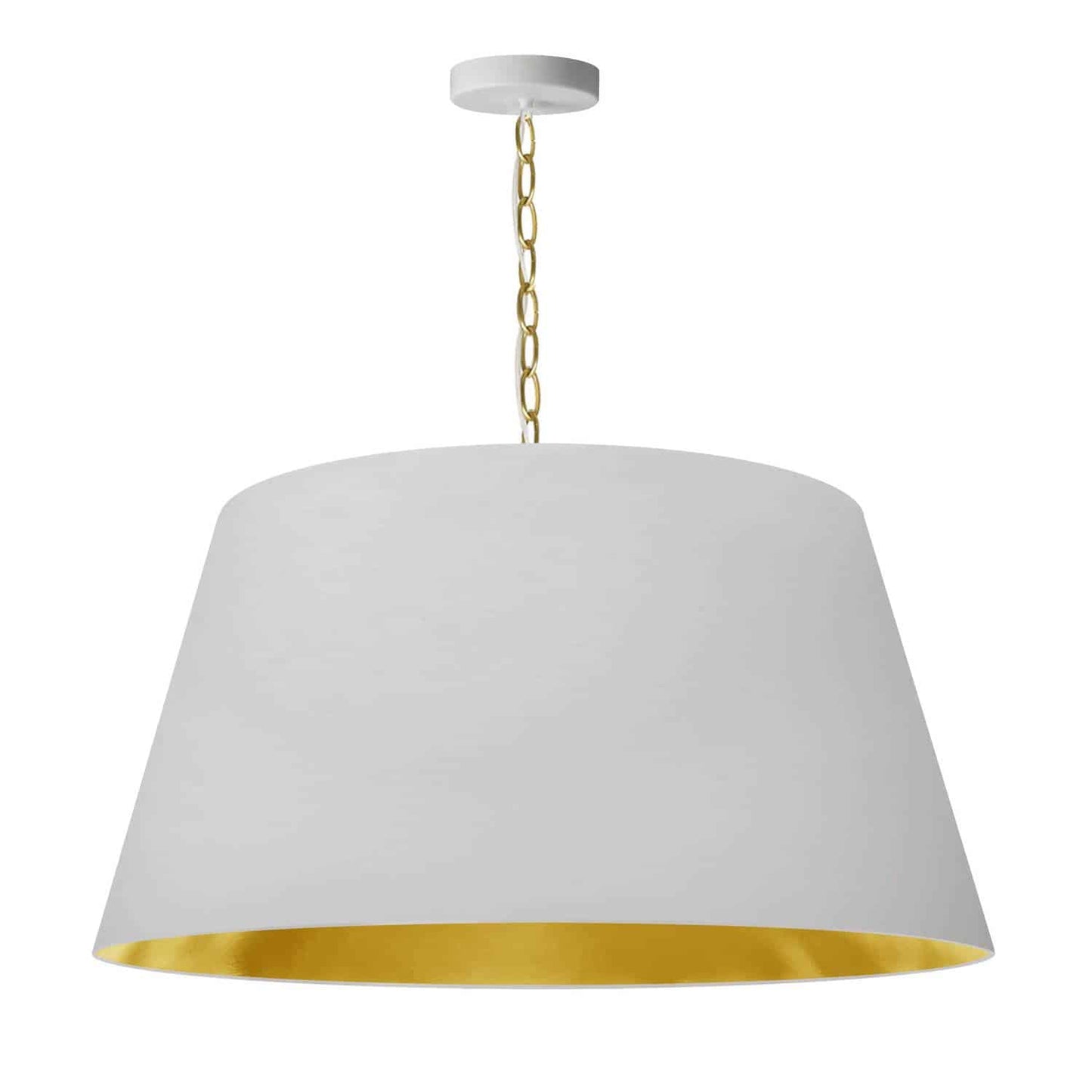 Dainolite 1 Light Brynn LG Pendant, White/Gold Shade, Aged Brass