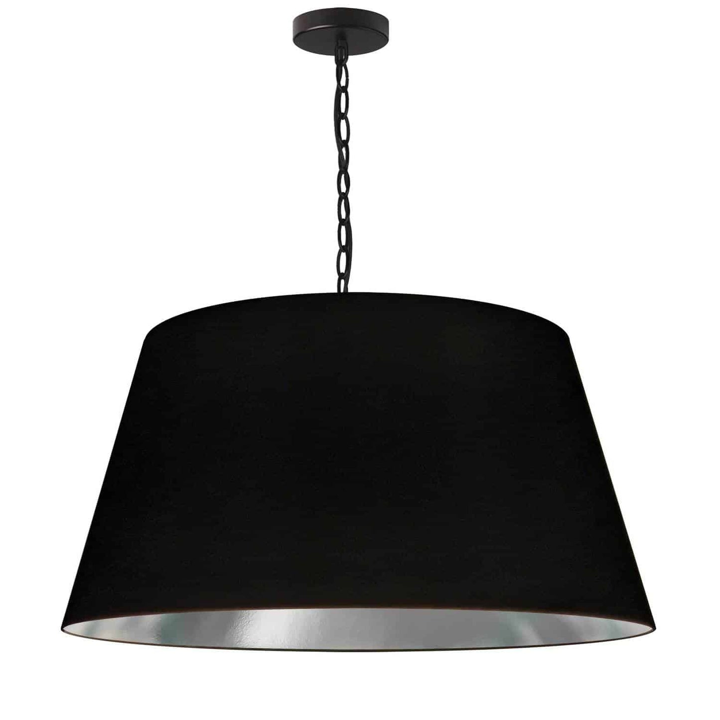 Dainolite BRY-L-BK-697 1 Light Brynn Large Pendant, Black/Silver Shade, Black