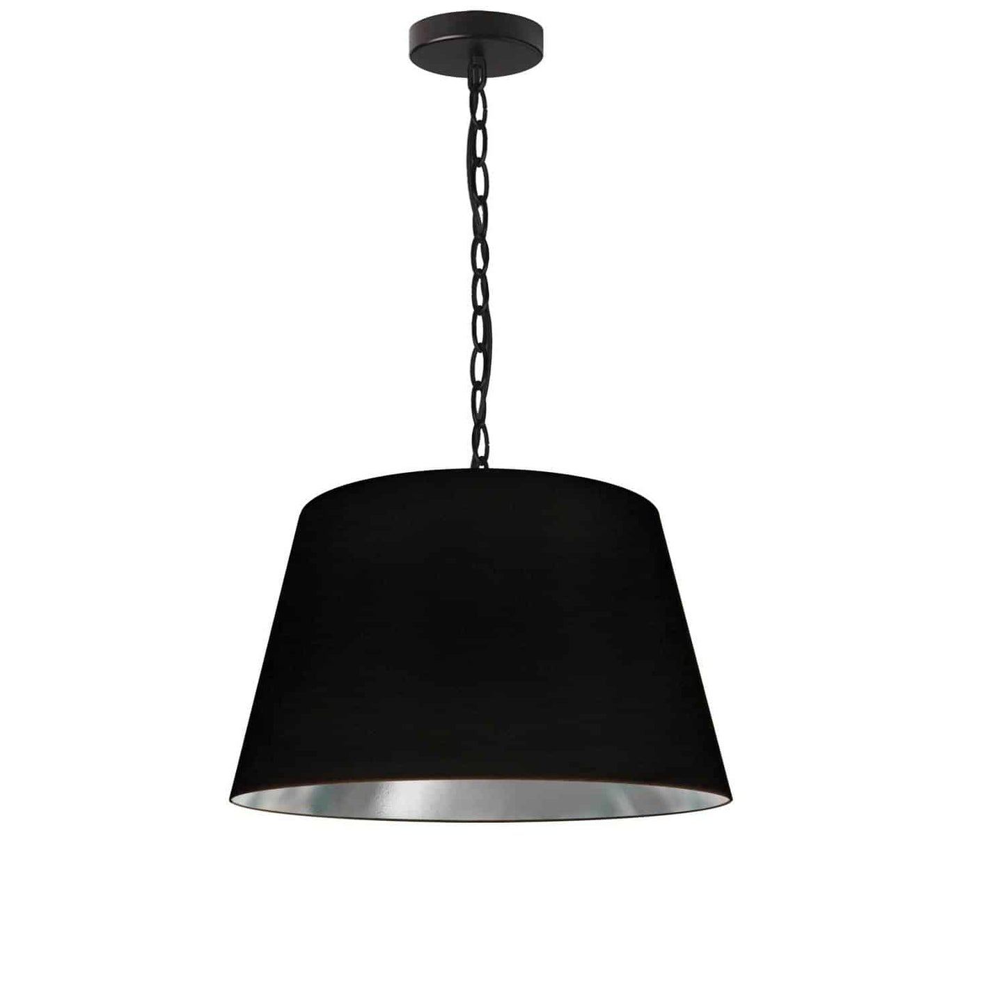 Dainolite 1 Light Brynn Small Pendant, Black/Silver Shade, Black
