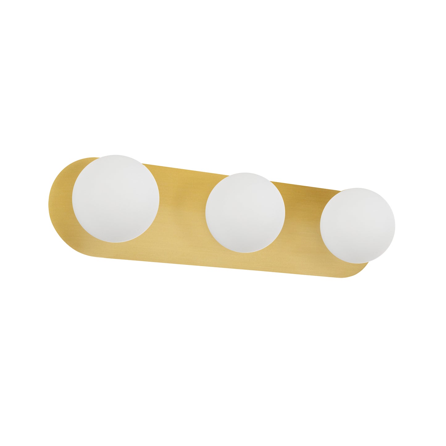 Dainolite 3 Light Vanity in Aged Brass w/ White Opal Glass