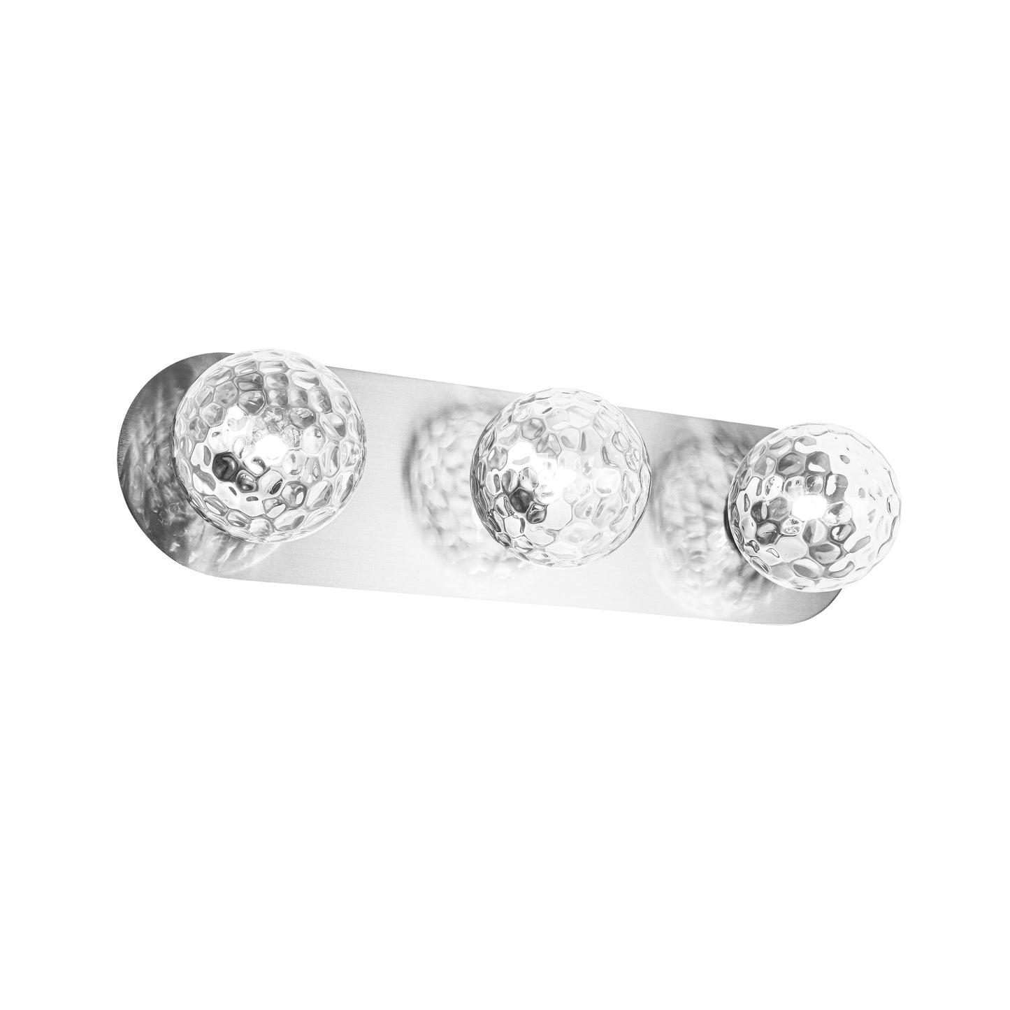 Dainolite 3 Light Vanity in Polished Chrome w/ Clear Hammered Glass