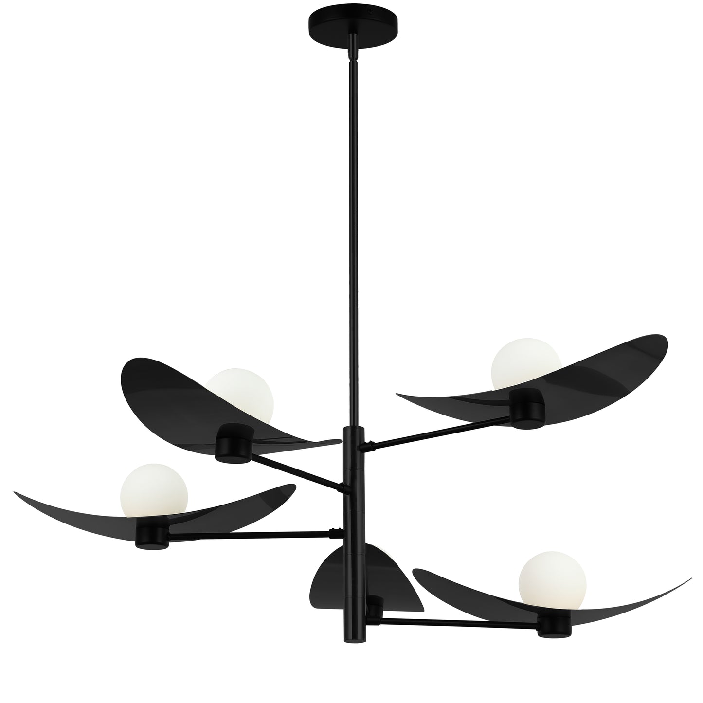 Dainolite 5 Light Matte Black Chandelier w/ Opal Glass