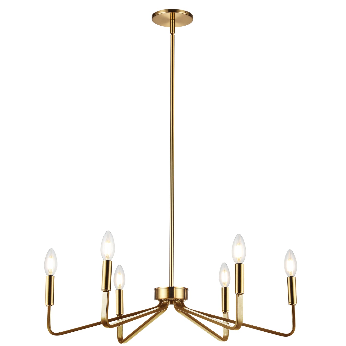 Dainolite CLN-266C-AGB 6 Light Incandescent Chandelier, Aged Brass