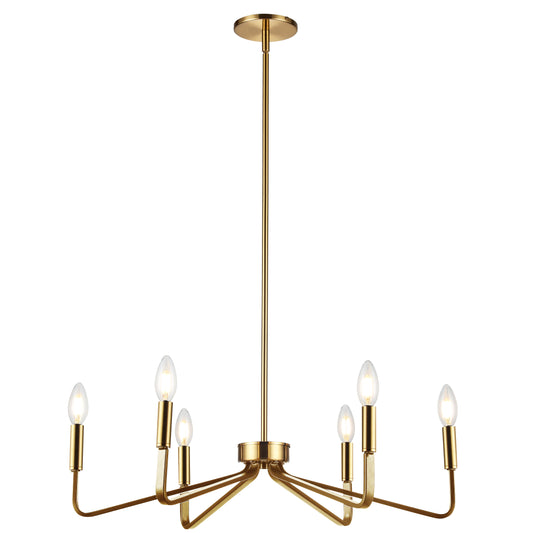 Dainolite CLN-266C-AGB 6 Light Incandescent Chandelier, Aged Brass