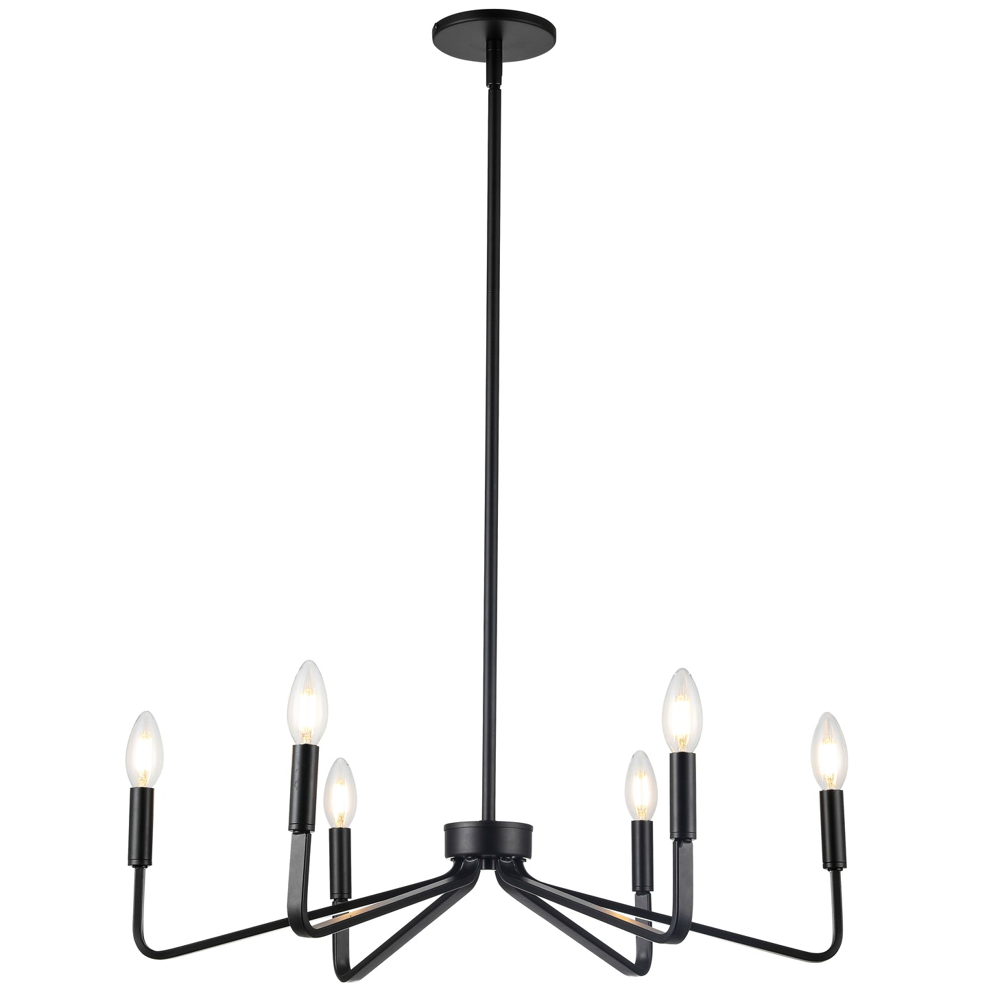 Dainolite 6 Light Incandescent Chandelier, Matte Black
