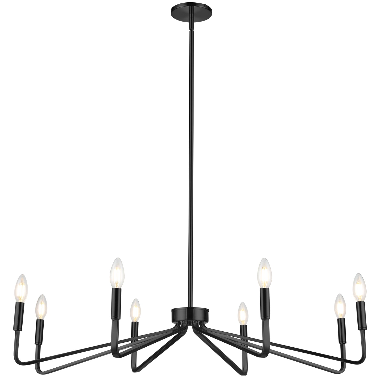 Dainolite 8 Light Incandescent Chandelier, Matte Black