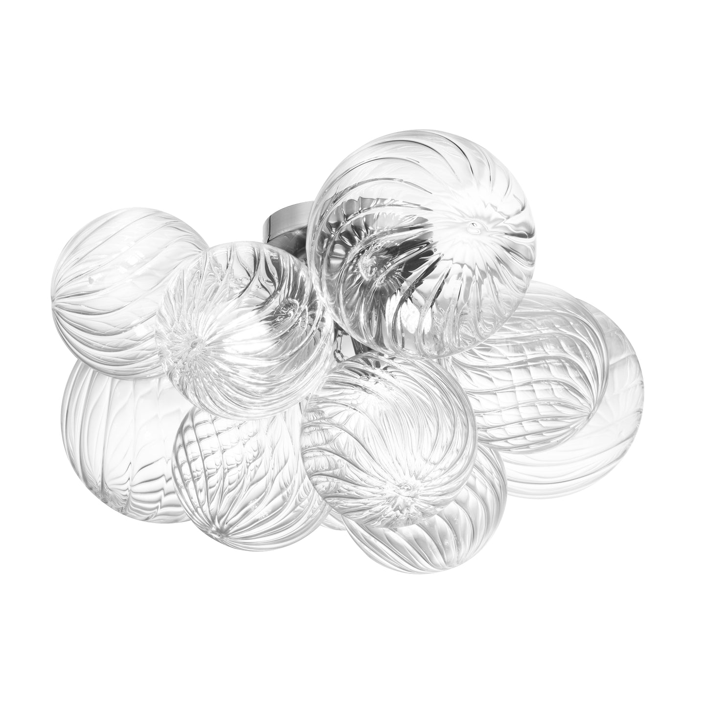 Dainolite 3 Light Halogen Flush Mount Polished Chrome with Clear Spiral Glass