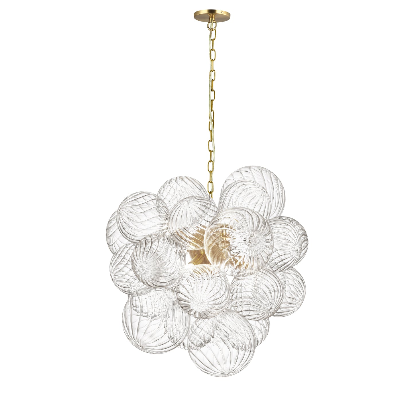 Dainolite 6 Light Halogen Pendant Aged Brass with Clear Spiral Glass