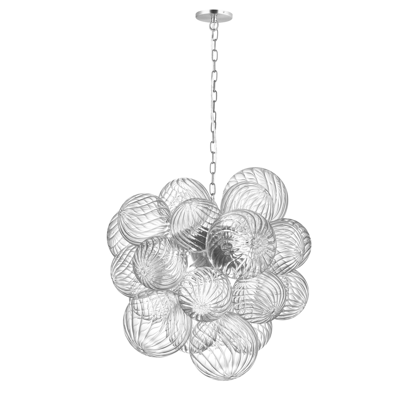 Dainolite 6 Light Halogen Pendant Polished Chrome with Clear Spiral Glass