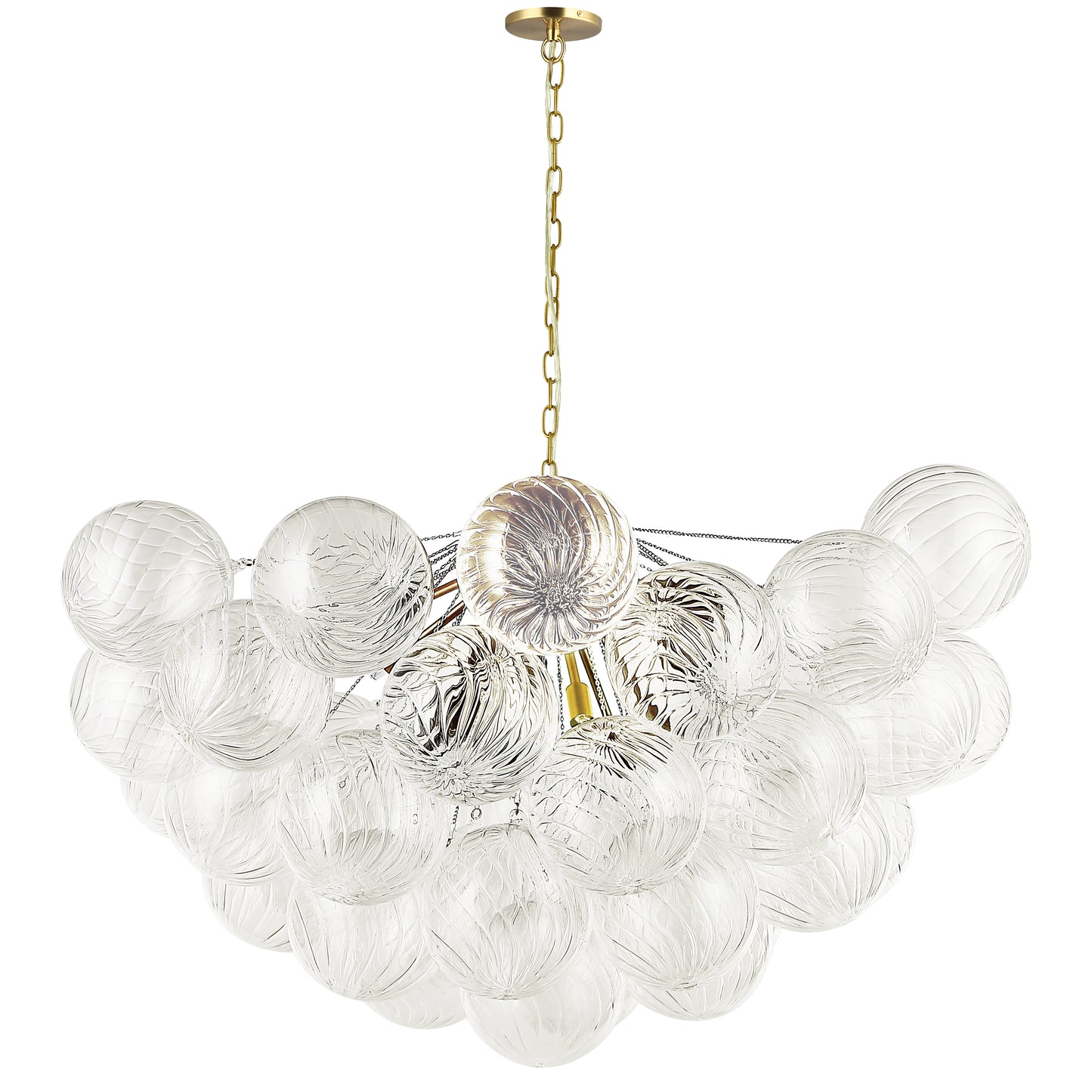 Dainolite 12 Light Aged Brass Chandelier w/ Clear Spiral Glass