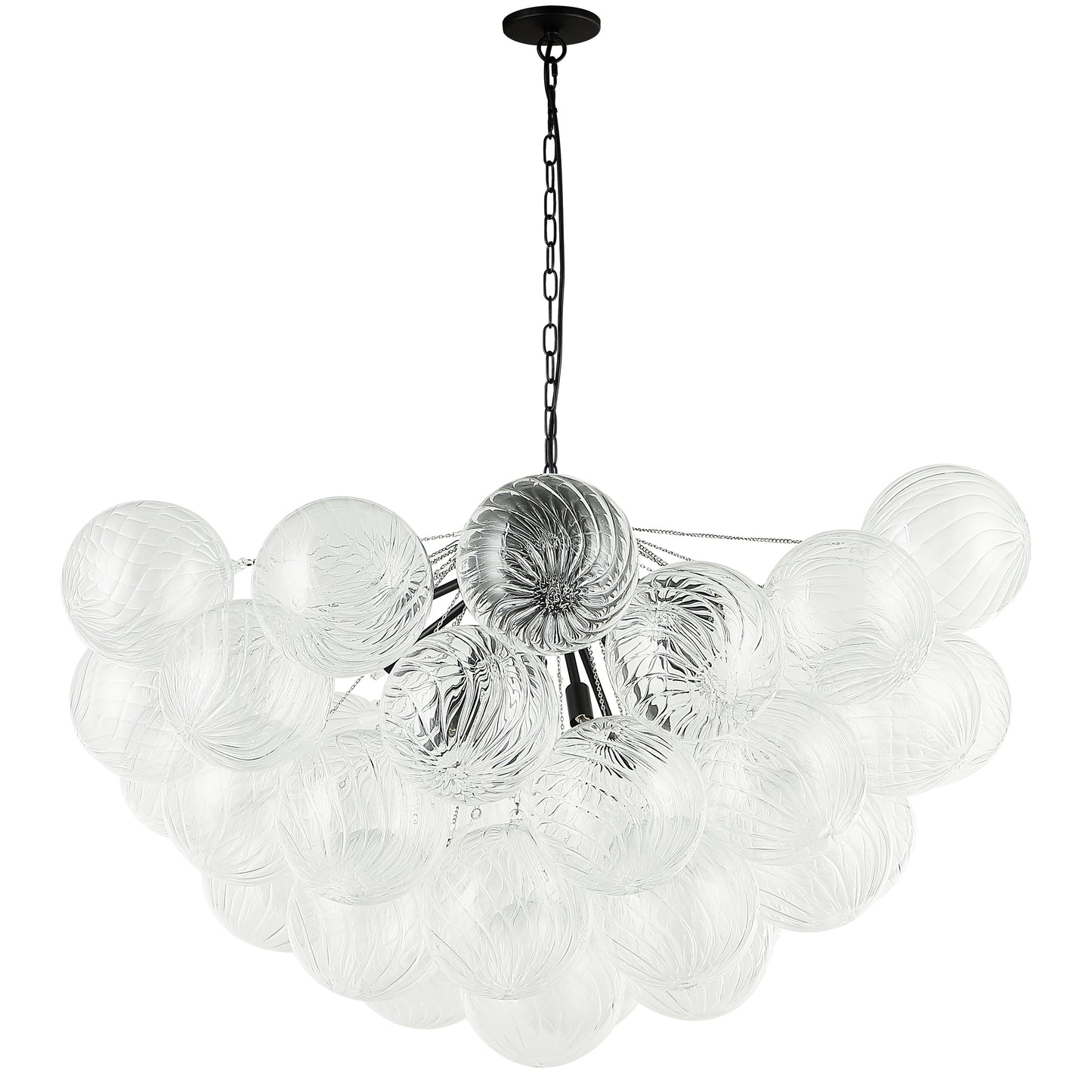 Dainolite 12 Light Matte Black Chandelier w/ Clear Spiral Glass