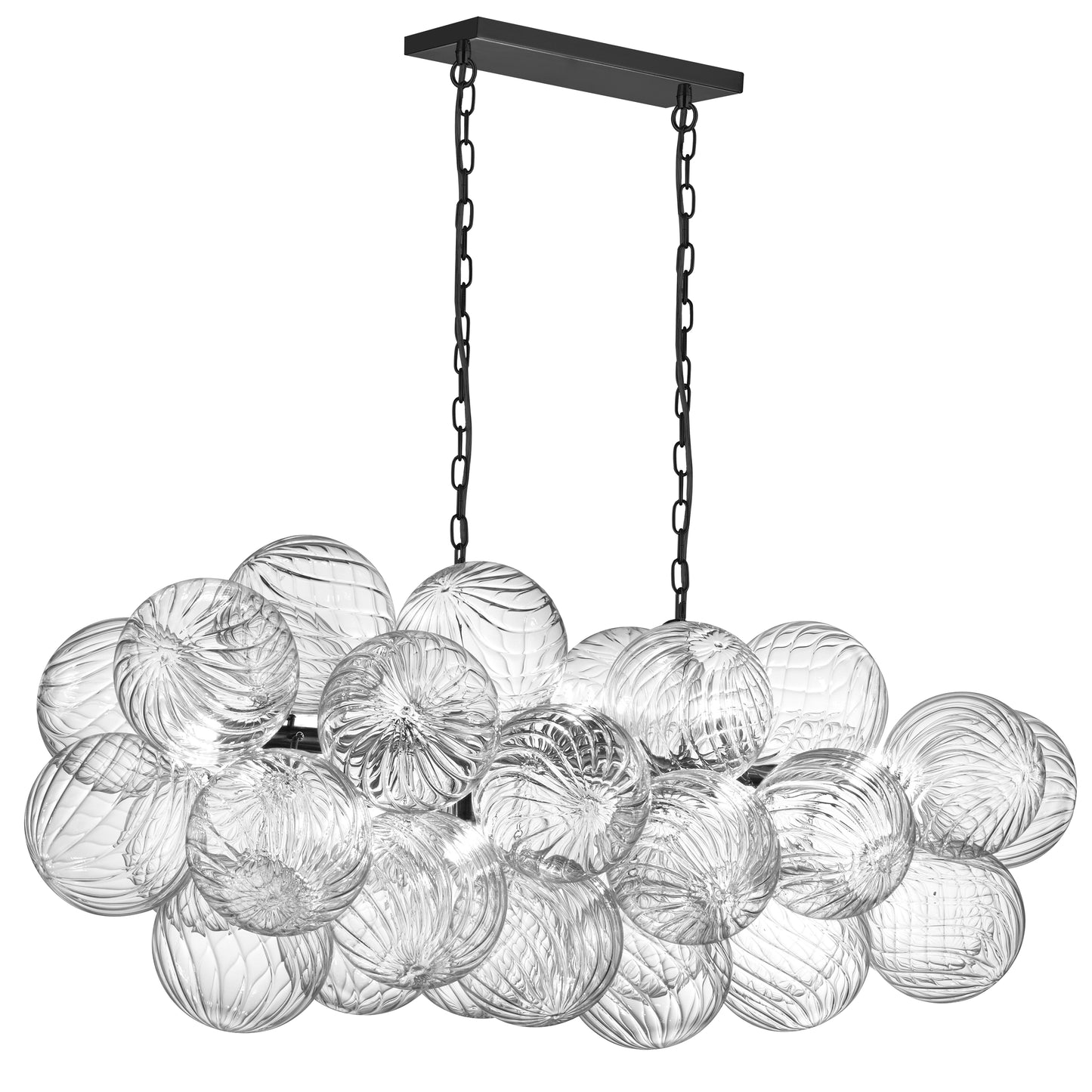 Dainolite 10 Light Halogen Horizontal Pendant Matte Black with Clear Spiral Glass