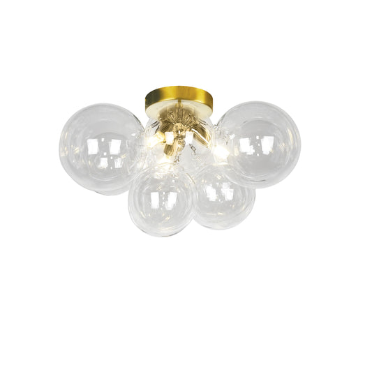 Dainolite CMT-143FH-CLR-AGB 3 Light Halogen Flush Mount, Aged Brass with Clear Glass