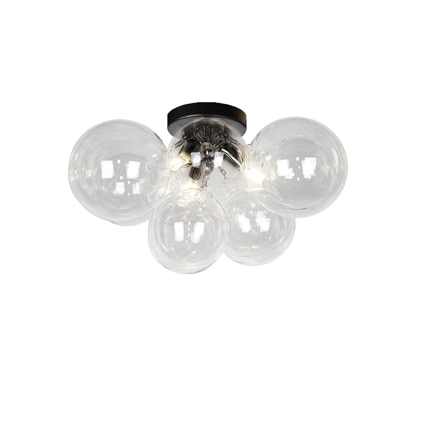 Dainolite 3 Light Halogen Flush Mount, Matte Black with Clear Glass