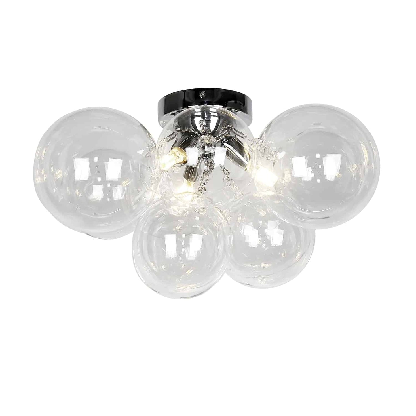 Dainolite 3 Light Halogen Flush Mount, Polished Chrome with Clear Glass
