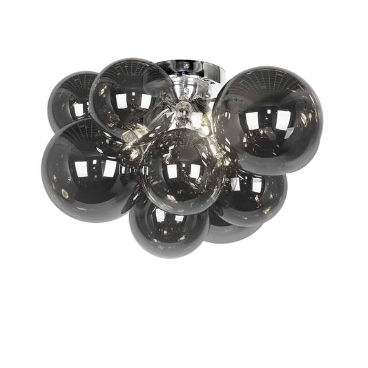Dainolite CMT-143FH-SM-PC 3 Light Halogen Flush Mount, Polished Chrome with Smoked Glass