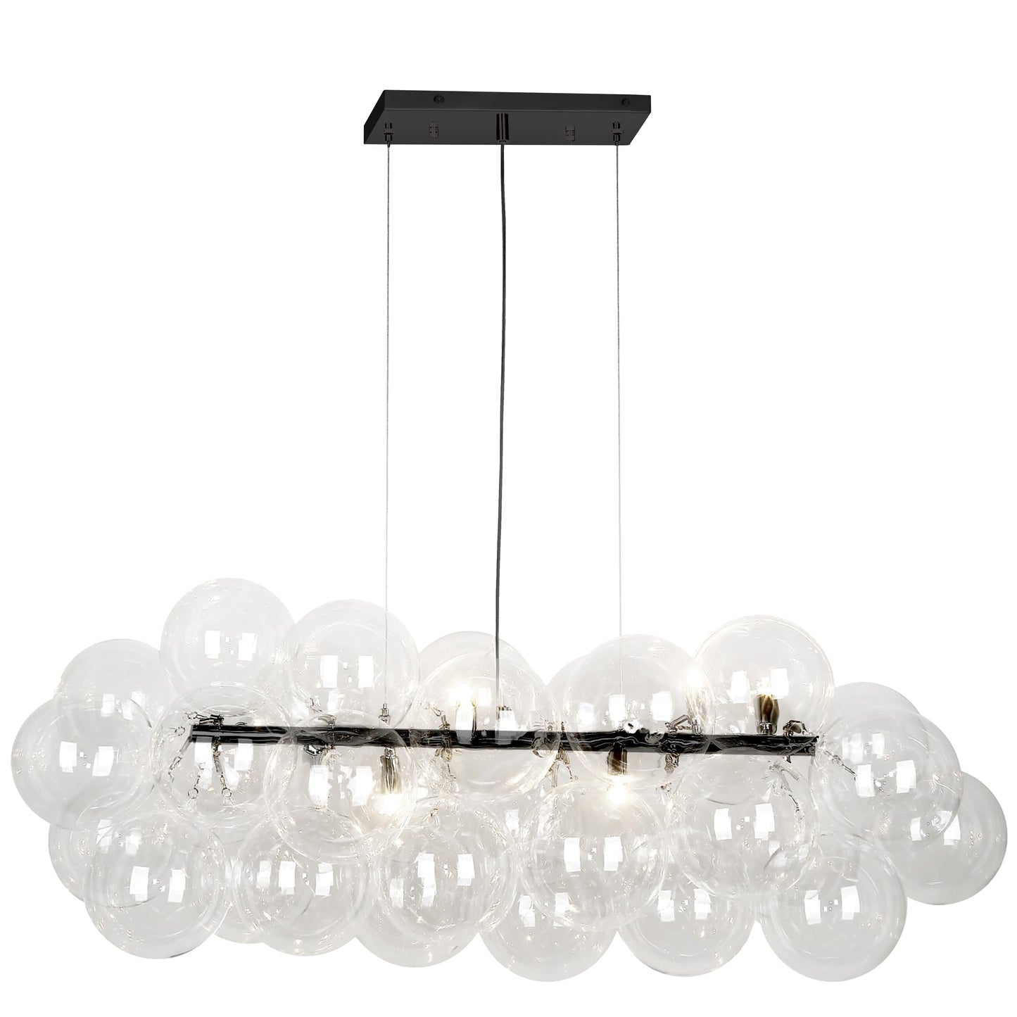 Dainolite 10 Light Halogen Horizontal Pendant, Matte Black with Clear Glass